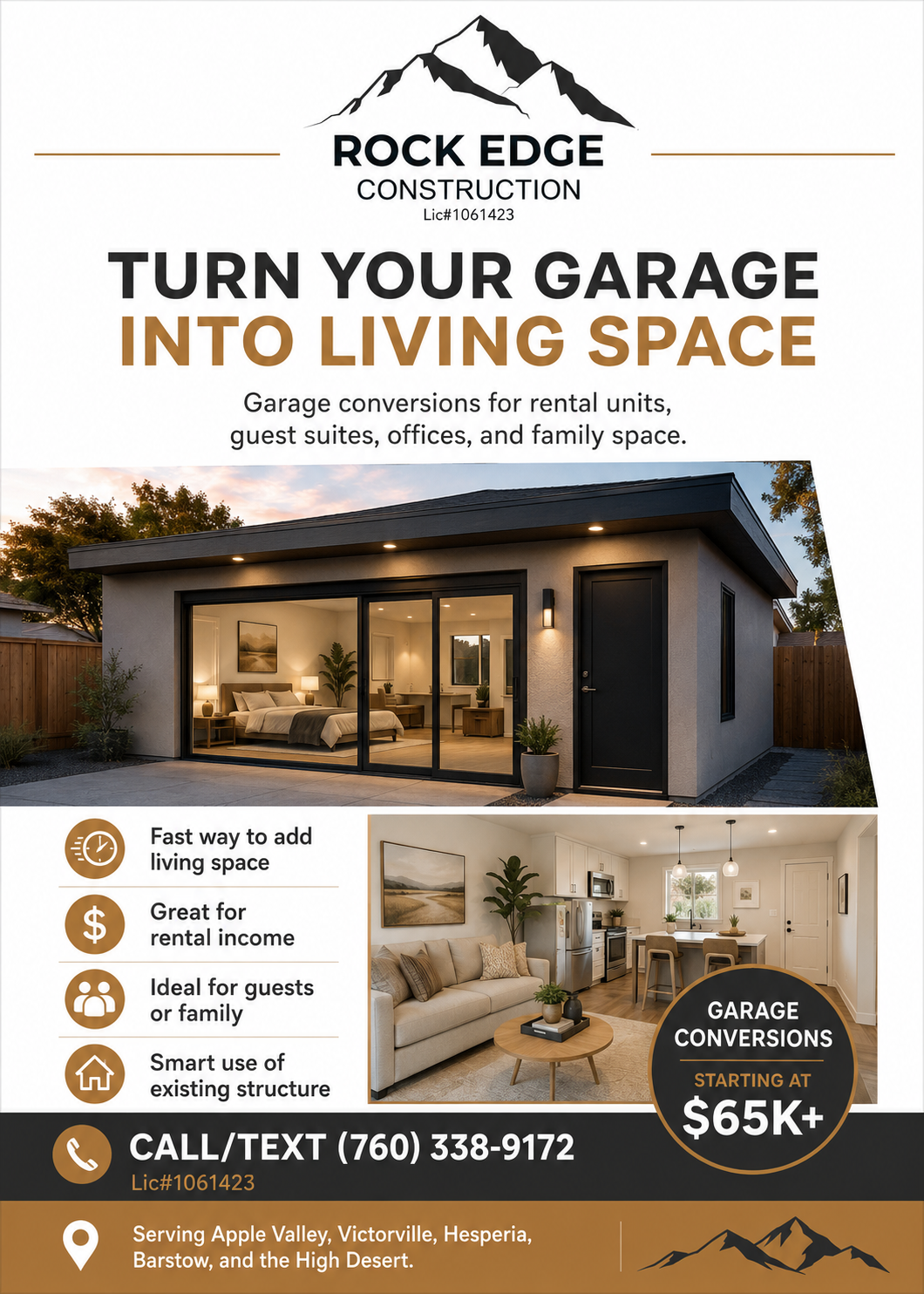 Garage conversion advertising flyer