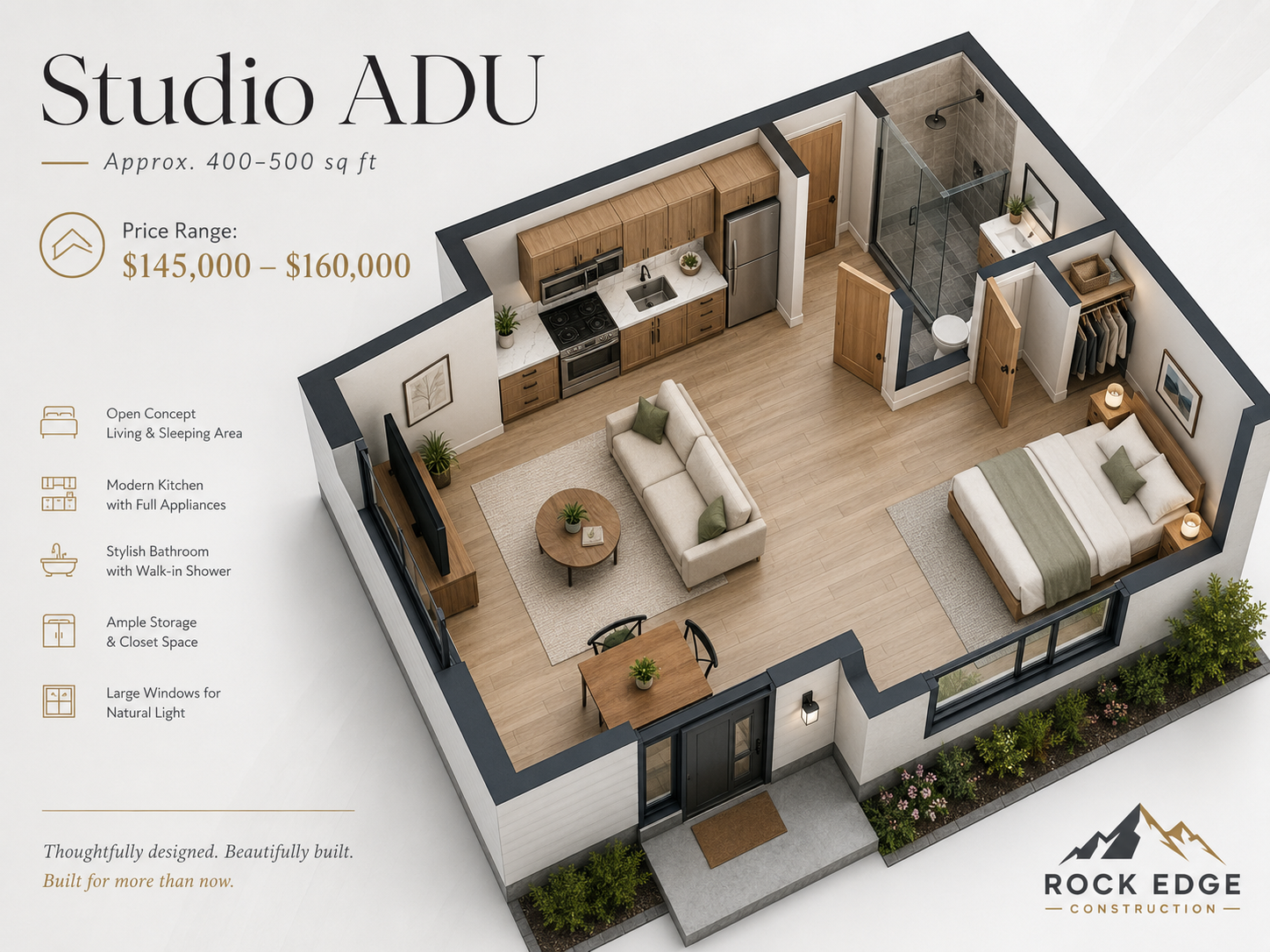 Studio ADU floor plan model