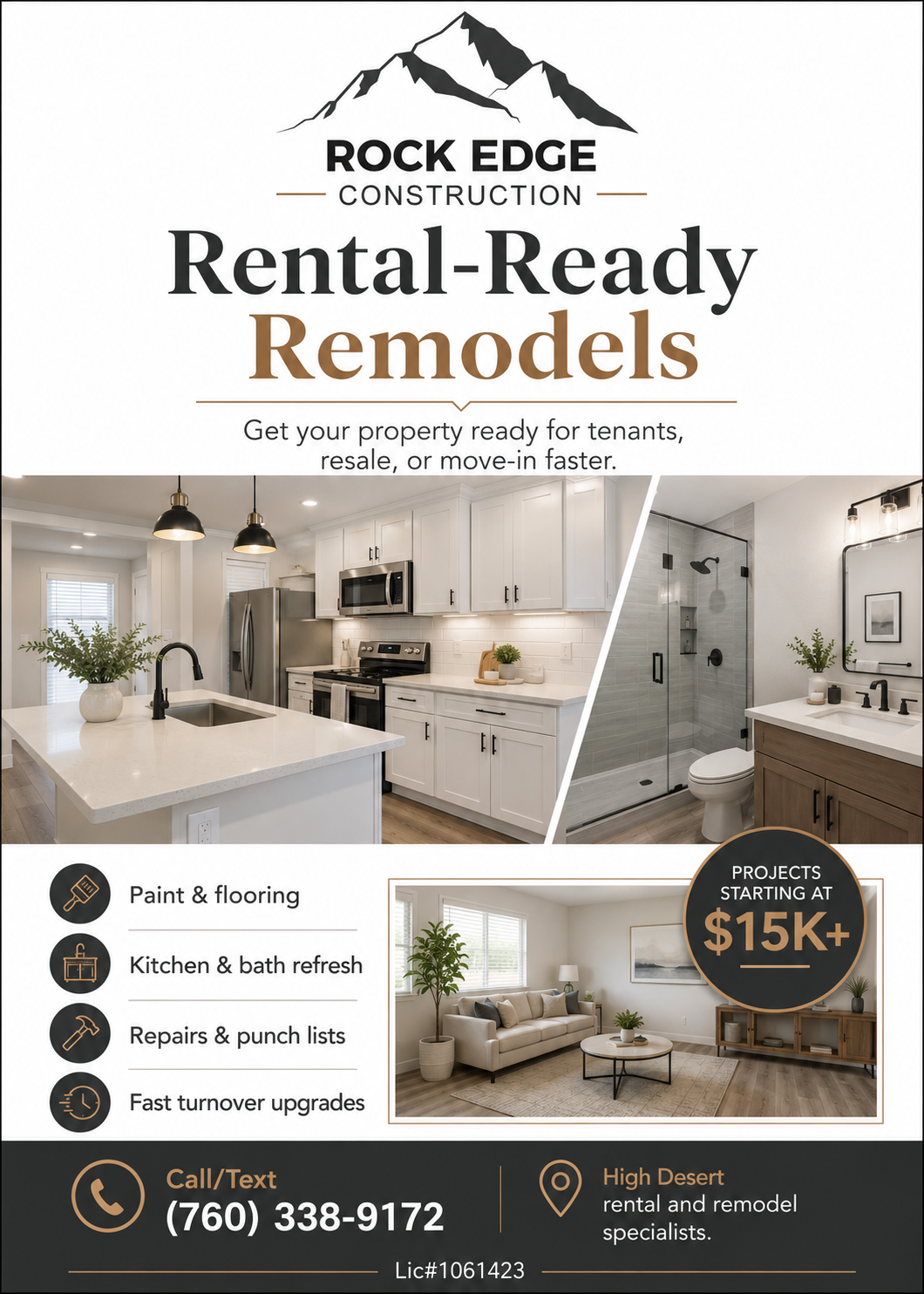 Rental-ready remodel advertising flyer