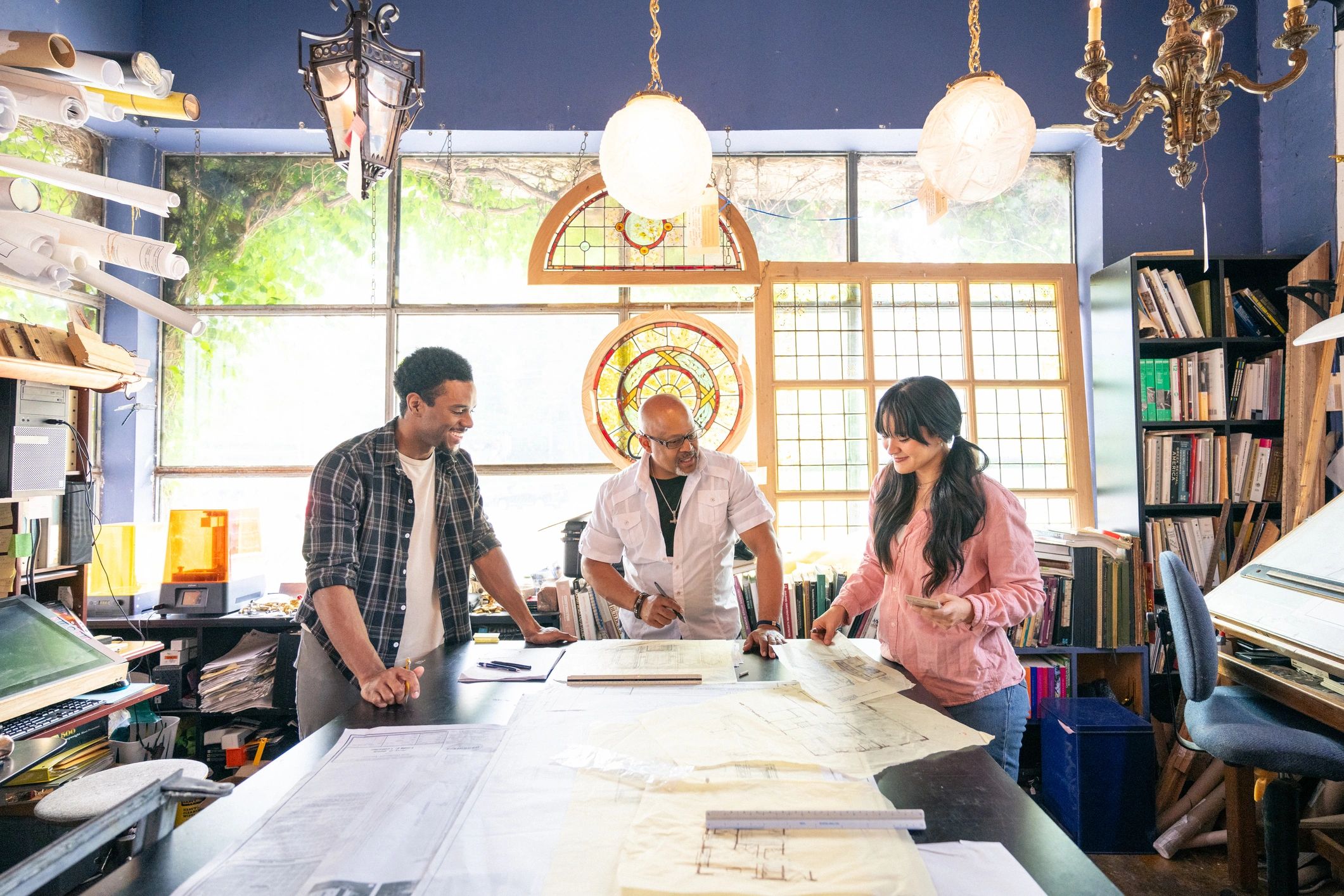 Design team working on renovation plans